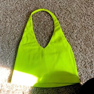 Neon cropped halter tank
